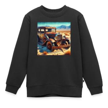 Épave de voiture ancienne dans le désert - Sweat Premium enfant bio - noir - Devant - AI Model Kid Female (0cm)