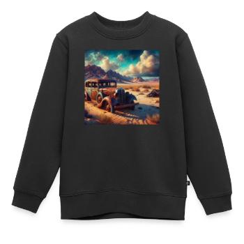 Épave de voiture ancienne dans le désert 2 - Sweat Premium enfant bio - noir - Devant - AI Model Kid Female (0cm)