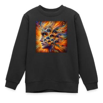 Visage vu des yeux 2 - Sweat Premium enfant bio - noir - Devant - AI Model Kid Female (0cm)