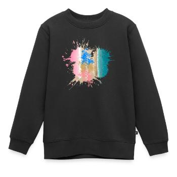 Achtung - Farbiger Strandlackstil - Kinder Premium Organic Sweatshirt - Schwarz - Vorne - AI Model Kid Female (0cm)