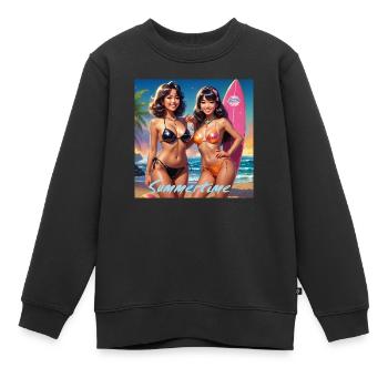 L’image montre trois squelettes debout sur des - Sweat Premium enfant bio - noir - Devant - AI Model Kid Female (0cm)
