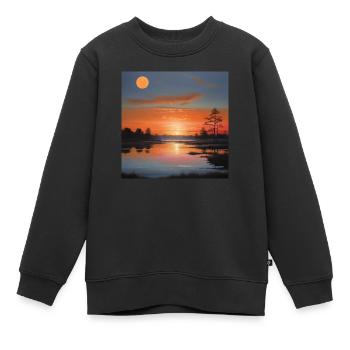 Landschaft Sonnenuntergang - Kinder Premium Organic Sweatshirt - Schwarz - Vorne - AI Model Kid Female (0cm)