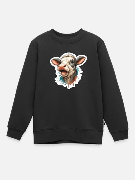 Glückliche Kuh - Kinder Premium Organic Sweatshirt - Schwarz