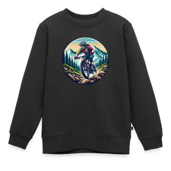 Mountainbiker - Kinder Premium Organic Sweatshirt - Schwarz - Vorne - AI Model Kid Female (0cm)