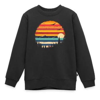 Sunset Forest Mountain Outdoor Retro 80s Vintage 3 - Kinder Premium Organic Sweatshirt - Schwarz - Vorne - AI Model Kid Female (0cm)