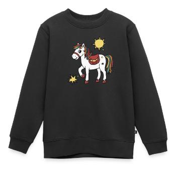 Cheval pour enfants - Sweat Premium enfant bio - noir - Devant - AI Model Kid Female (0cm)