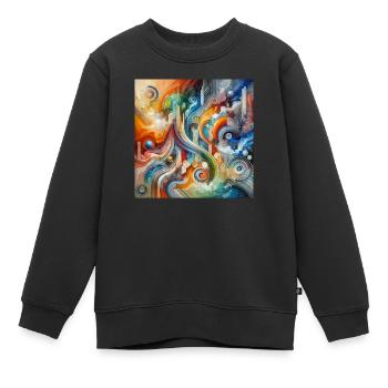 Lebhafter Fluss - Abstraktes Gemälde - Kinder Premium Organic Sweatshirt - Schwarz - Vorne - AI Model Kid Female (0cm)
