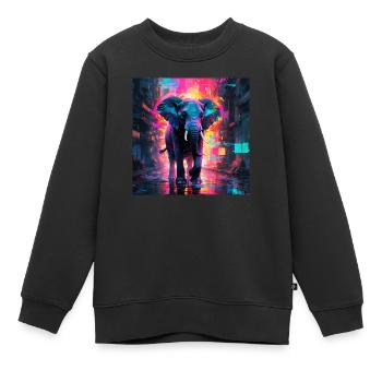Neon Elefant - Kinder Premium Organic Sweatshirt - Schwarz - Vorne - AI Model Kid Female (0cm)