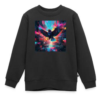 Faucon néon - Sweat Premium enfant bio - noir - Devant - AI Model Kid Female (0cm)
