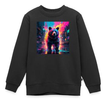 Neon Bär - Kinder Premium Organic Sweatshirt - Schwarz - Vorne - AI Model Kid Female (0cm)