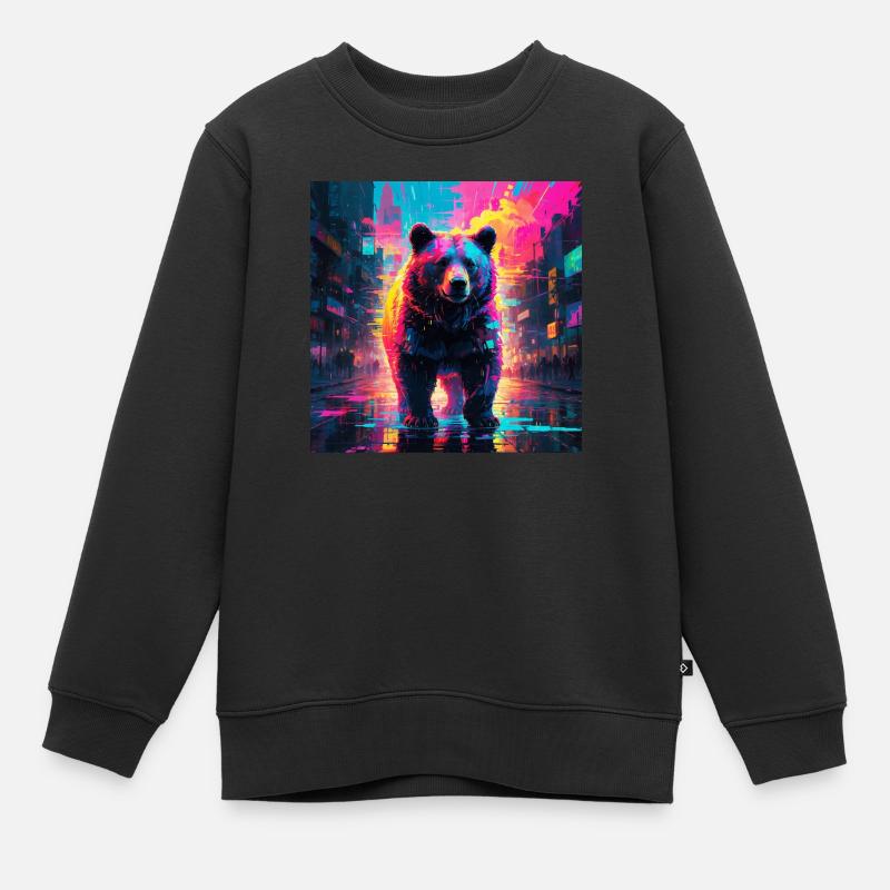Neon Bear - Kids Premium Organic Sweatshirt - black