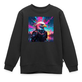 Neon Adler - Kinder Premium Organic Sweatshirt - Schwarz - Vorne - AI Model Kid Female (0cm)