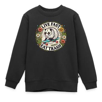 Eat Trash Possum - Kids Premium Organic Sweatshirt - black - Front - AI Model Kid Female (0cm)