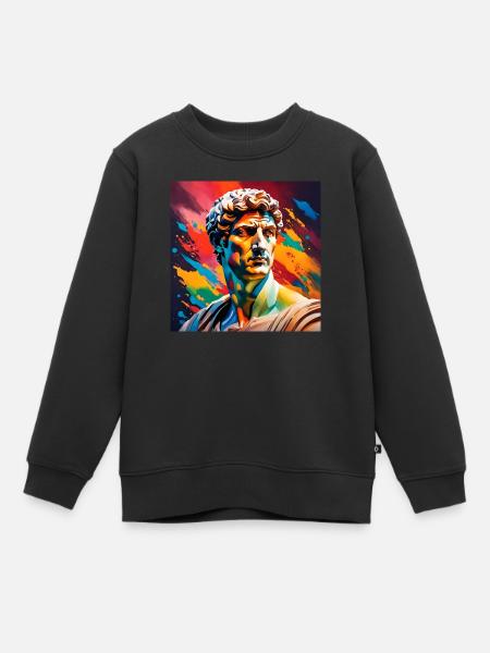 Michel-Ange David coloré - Sweat Premium enfant bio - noir