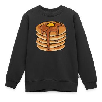 Pancake Breakfast Pancakes - Kids Premium Organic Sweatshirt - black - Front - AI Model Kid Female (0cm)
