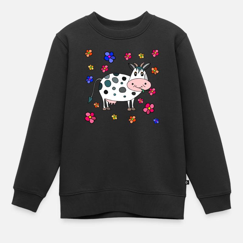 Vache - Sweat Premium enfant bio - noir