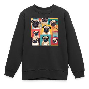 Collage de carlin - Sweat Premium enfant bio - noir - Devant - AI Model Kid Female (0cm)