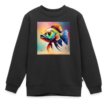 Fisch farbig - Kinder Premium Organic Sweatshirt - Schwarz - Vorne - AI Model Kid Female (0cm)