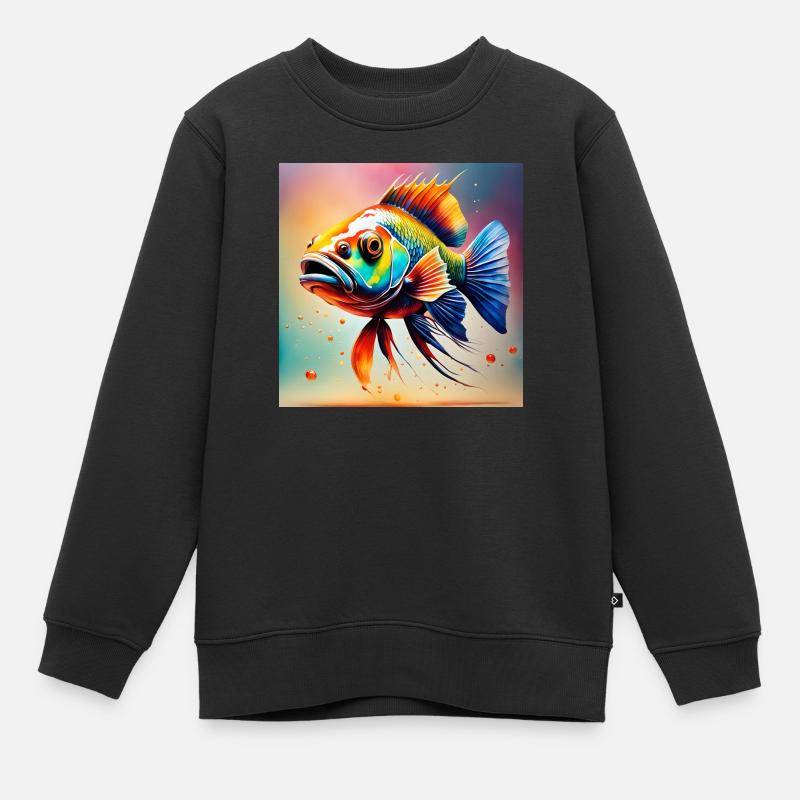 Poisson coloré - Sweat Premium enfant bio - noir