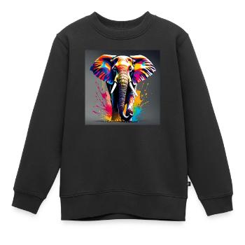Elephant farbig - Kinder Premium Organic Sweatshirt - Schwarz - Vorne - AI Model Kid Female (0cm)