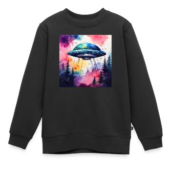 Coloré OVNI - Sweat Premium enfant bio - noir - Devant - AI Model Kid Female (0cm)