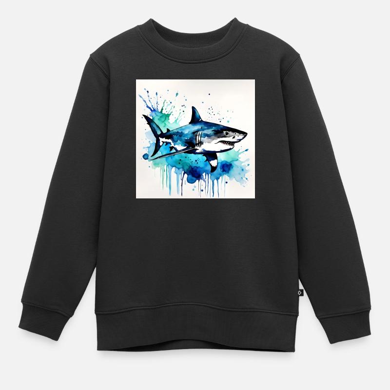 Requin - Sweat Premium enfant bio - noir