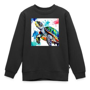 Schildkröte Farbig - Kinder Premium Organic Sweatshirt - Schwarz - Vorne - AI Model Kid Female (0cm)