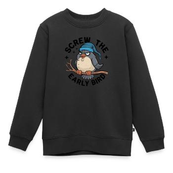 Le lève-tôt peut m’emmener - Sweat Premium enfant bio - noir - Devant - AI Model Kid Female (0cm)