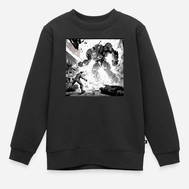 Bande dessinée de combat de robots - Sweat Premium enfant bio - noir