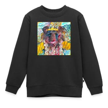 Lion guerrier - Sweat Premium enfant bio - noir - Devant - AI Model Kid Female (0cm)