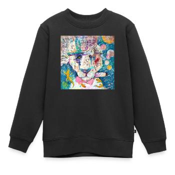 Cosmos Lion - Sweat Premium enfant bio - noir - Devant - AI Model Kid Female (0cm)