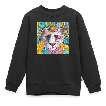 Smash Lion - Sweat Premium enfant bio - noir - Devant - AI Model Kid Female (0cm)