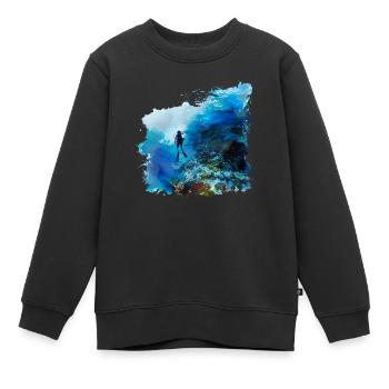 Schwerelos gleiten beim Tauchen - Kinder Premium Organic Sweatshirt - Schwarz - Vorne - AI Model Kid Female (0cm)