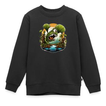 Plante carnivore sauvage en colère - Sweat Premium enfant bio - noir - Devant - AI Model Kid Female (0cm)