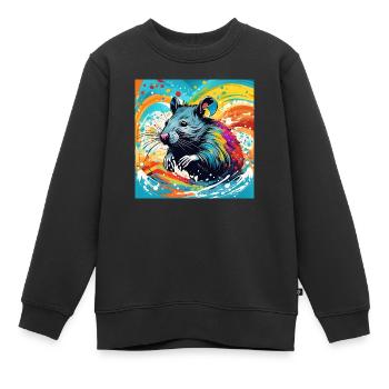 Couleur du rat - Sweat Premium enfant bio - noir - Devant - AI Model Kid Female (0cm)