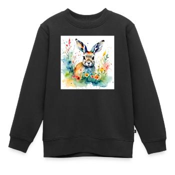 Hase farbig - Kinder Premium Organic Sweatshirt - Schwarz - Vorne - AI Model Kid Female (0cm)