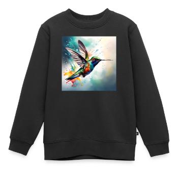 Kolibri farbig - Kinder Premium Organic Sweatshirt - Schwarz - Vorne - AI Model Kid Female (0cm)