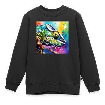 Chamäleon farbig - Kinder Premium Organic Sweatshirt - Schwarz - Vorne - AI Model Kid Female (0cm)