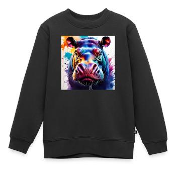 Hippo farbig - Kinder Premium Organic Sweatshirt - Schwarz - Vorne - AI Model Kid Female (0cm)