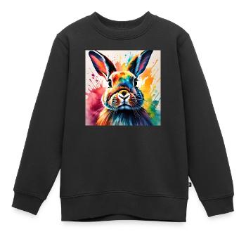 Lièvre - Sweat Premium enfant bio - noir - Devant - AI Model Kid Female (0cm)
