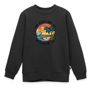 Sun, beach and sea - my elixir of life - Kids Premium Organic Sweatshirt - black - Front - AI Model Kid Female (0cm)