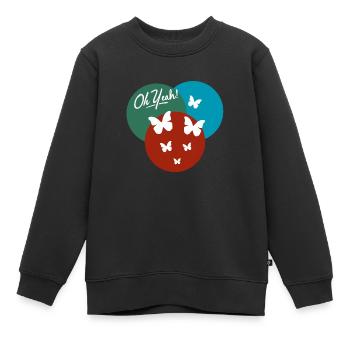 Oh yeah papillon - Sweat Premium enfant bio - noir - Devant - AI Model Kid Female (0cm)