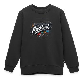 Auckland - New Zealand - Neuseeland - Kiwi - Aotea - Kinder Premium Organic Sweatshirt - Schwarz - Vorne - AI Model Kid Female (0cm)