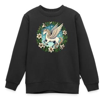 Pegasus Einhorn - Kinder Premium Organic Sweatshirt - Schwarz - Vorne - AI Model Kid Female (0cm)