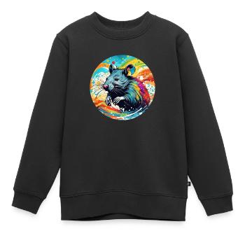 Ratte runder Batch - Kinder Premium Organic Sweatshirt - Schwarz - Vorne - AI Model Kid Female (0cm)