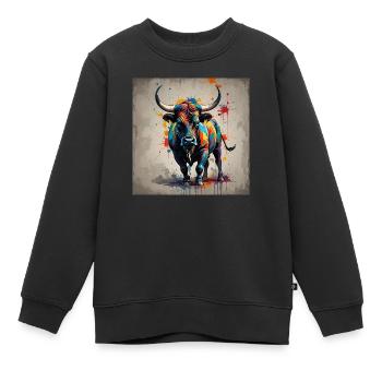 Bulle farbig - Kinder Premium Organic Sweatshirt - Schwarz - Vorne - AI Model Kid Female (0cm)
