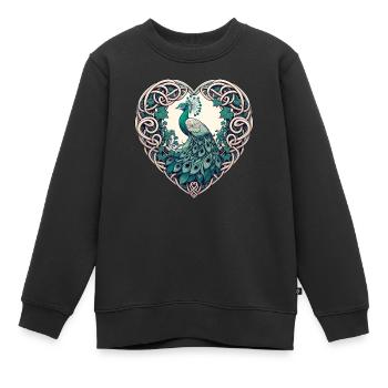 Pfauen-Liebhaber - Kinder Premium Organic Sweatshirt - Schwarz - Vorne - AI Model Kid Female (0cm)