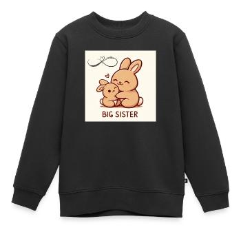 Big Sister Hase - Kinder Premium Organic Sweatshirt - Schwarz - Vorne - AI Model Kid Female (0cm)