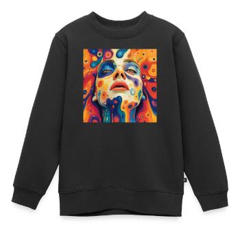Visage Psychédélique - Sweat Premium enfant bio - noir - Devant - AI Model Kid Female (0cm)