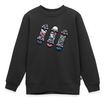 Three Skateboards, Fun Trio - Kids Premium Organic Sweatshirt - black - Front - AI Model Kid Female (0cm)